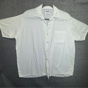 FLAX 100% linen button down short sleeve‎ shirt Sz LG